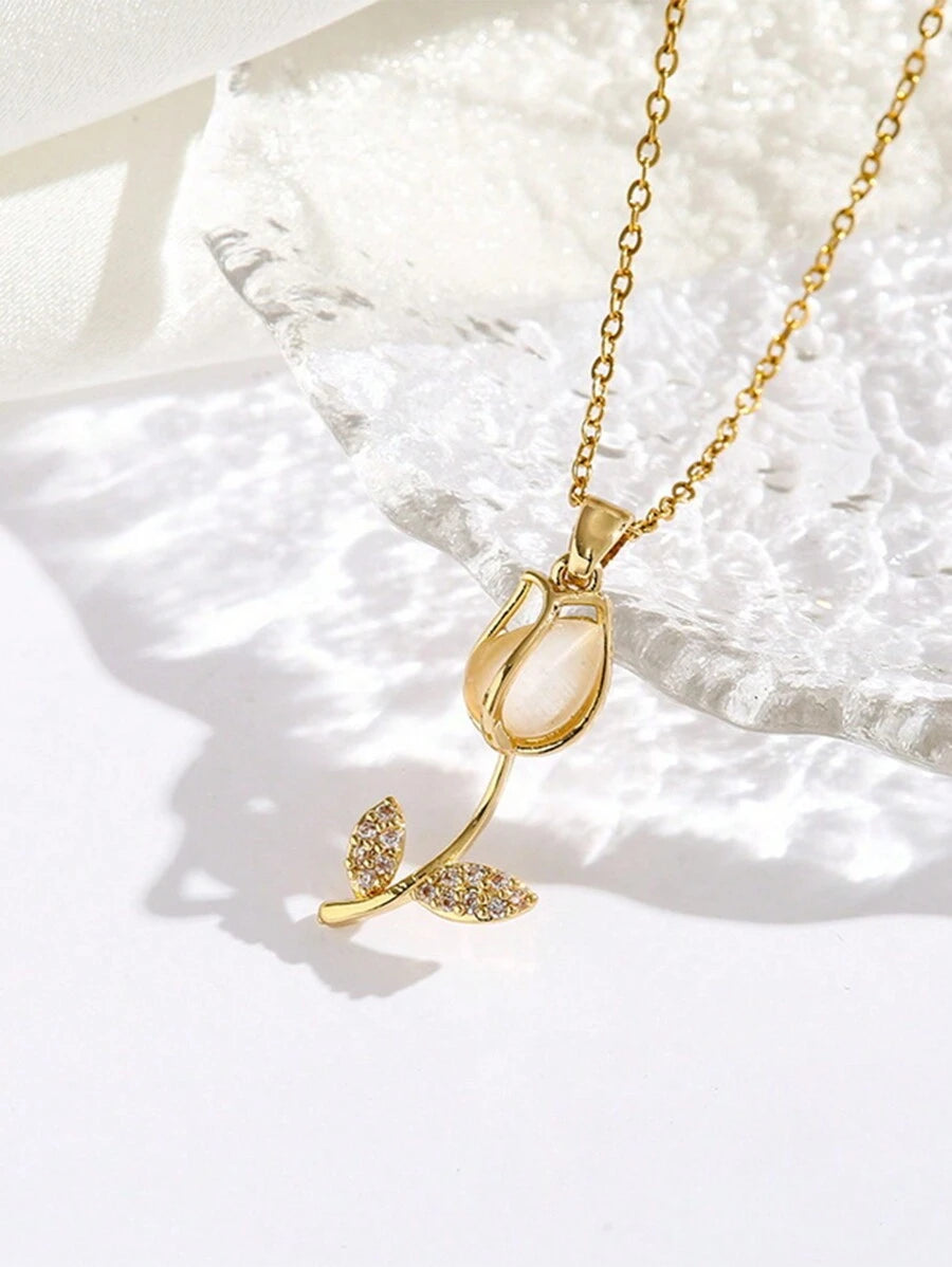 Collar Tulipán Infinito con Caja de Regalo