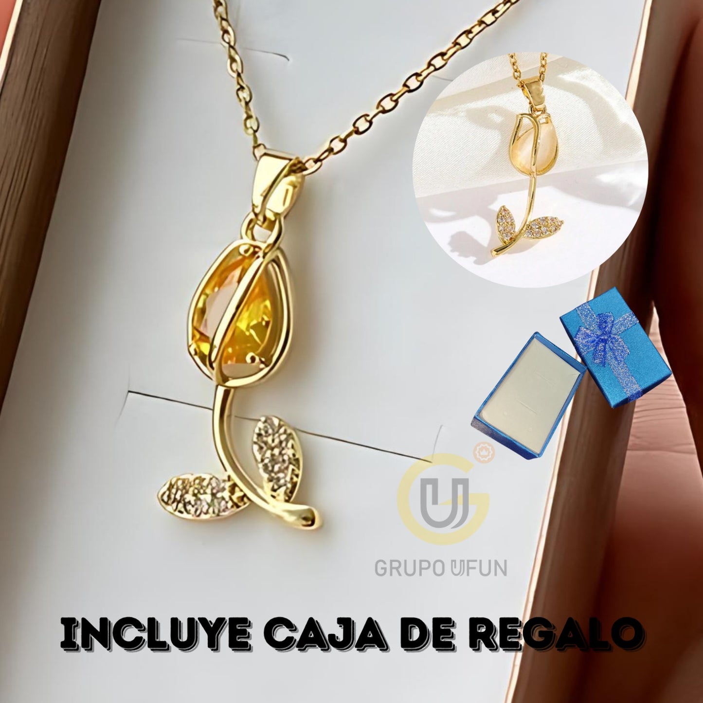 Collar Tulipán Infinito con Caja de Regalo