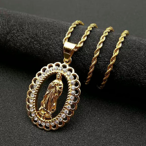 Collar Virgen Maria con Caja de Regalo