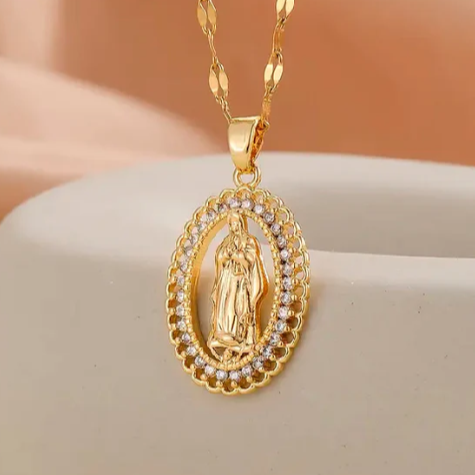 Collar Virgen Maria con Caja de Regalo