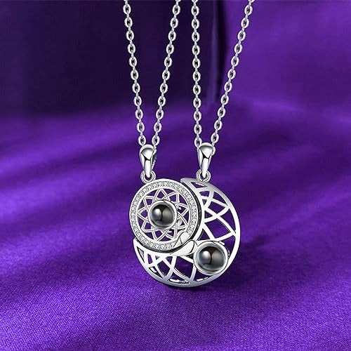Collares Conexión Magnética Sol y Luna - TE AMO 100 Idiomas (AMBAS CADENAS)