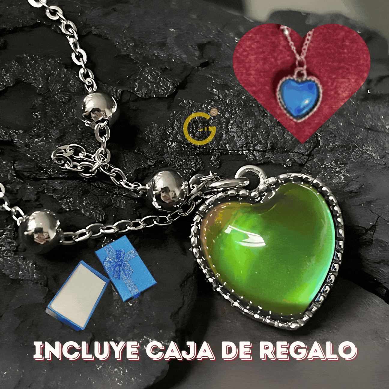 Collar Corazon Emociones con Caja de Regalo