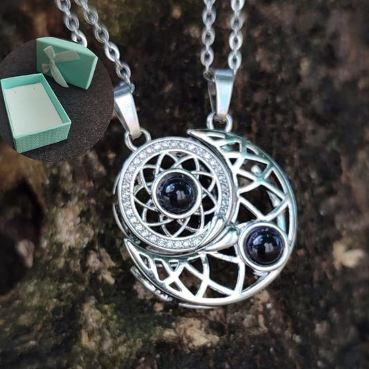 Collares Conexión Magnética Sol y Luna - TE AMO 100 Idiomas (AMBAS CADENAS)